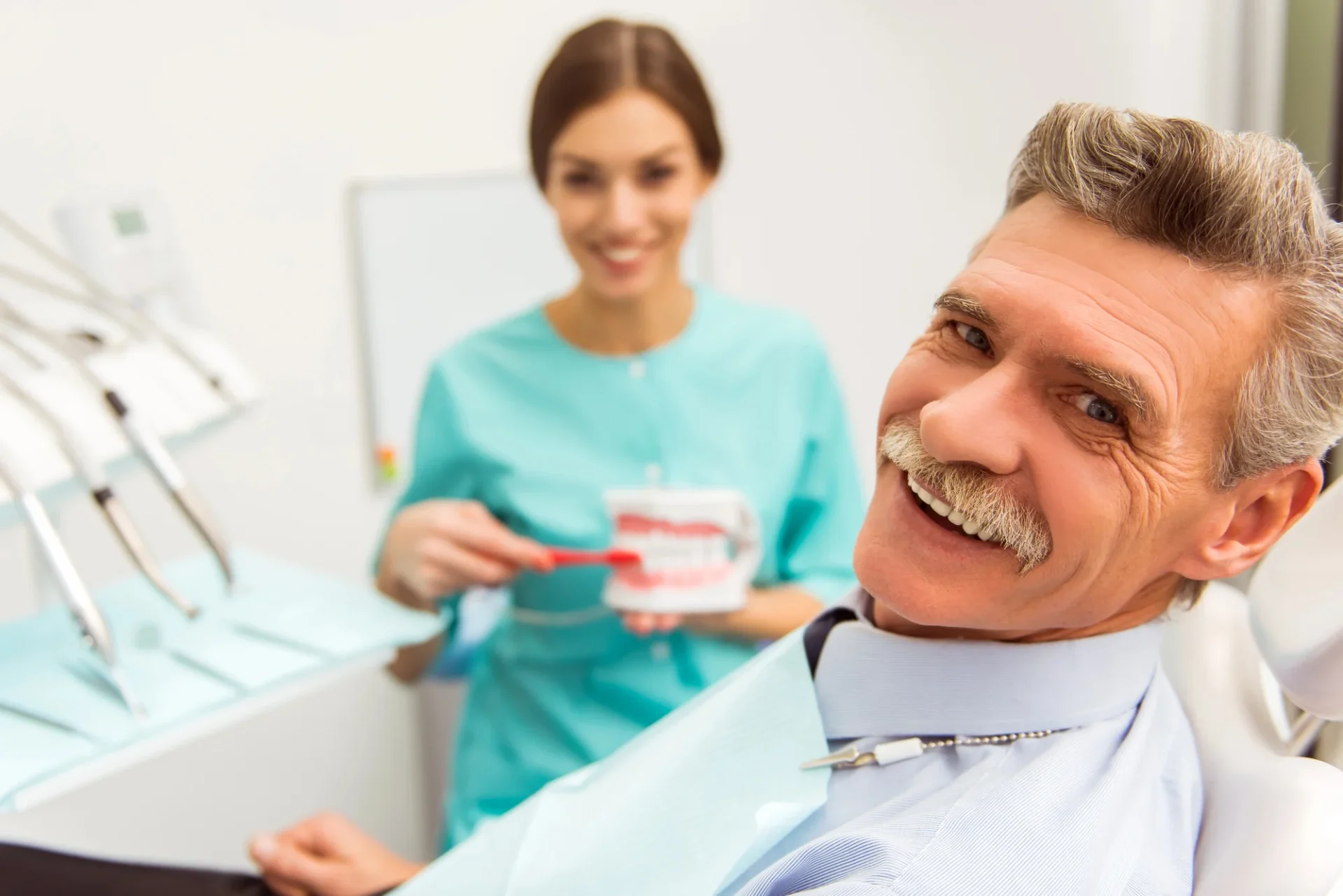 Patient after receiving his dentures in Cary